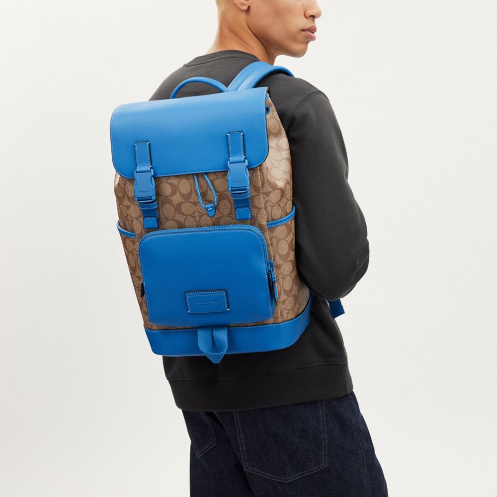 COACH®,Track Backpack In Colorblock Signature Canvas,,Detail View