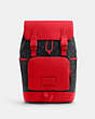 COACH®,TRACK BACKPACK IN COLORBLOCK SIGNATURE CANVAS,pvc,X-Large,1 J/Charcoal/Bright Poppy,Front View