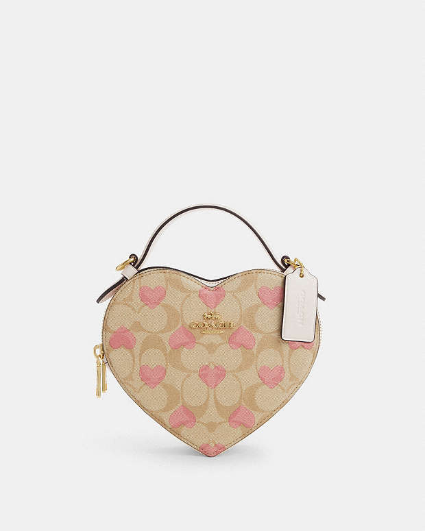 Heart Crossbody In Signature Canvas With Heart Print
