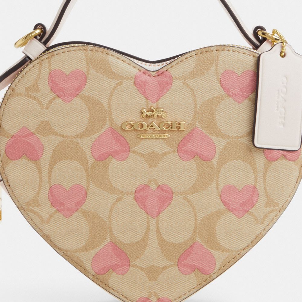 COACH®,Heart Crossbody In Signature Canvas With Heart Print,