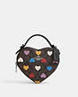 COACH®,HEART CROSSBODY IN SIGNATURE CANVAS WITH HEART PRINT,pvc,Small,Silver/Brown Black Multi,Front View