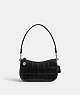 COACH®,SWINGER 20,croc embossed leather,Small,Silver/Black,Front View