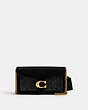 COACH®,TABBY CHAIN CLUTCH IN SIGNATURE LEATHER,Patent Leather,Mini,Brass/Black,Front View