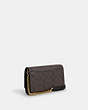 COACH®,FLAP CLUTCH CROSSBODY IN SIGNATURE CANVAS,Coated Canvas,Mini,Gold/Brown Black,Angle View