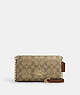 COACH®,FLAP CLUTCH CROSSBODY IN SIGNATURE CANVAS,Coated Canvas,Mini,Gold/Khaki Saddle 2,Front View