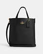 COACH®,SMALL THEA TOTE,Leather,Medium,Gold/Black,Front View
