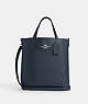 COACH®,SMALL THEA TOTE,Leather,Medium,Silver/Denim,Front View