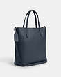 COACH®,SMALL THEA TOTE BAG,Leather,Medium,Silver/Denim,Angle View