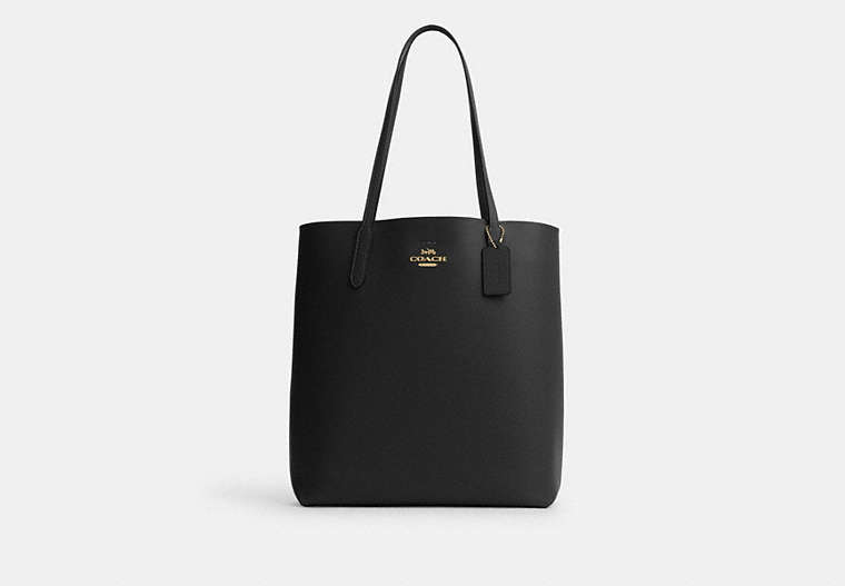 COACH®,THEA TOTE,Leather,Large,Gold/Black,Front View