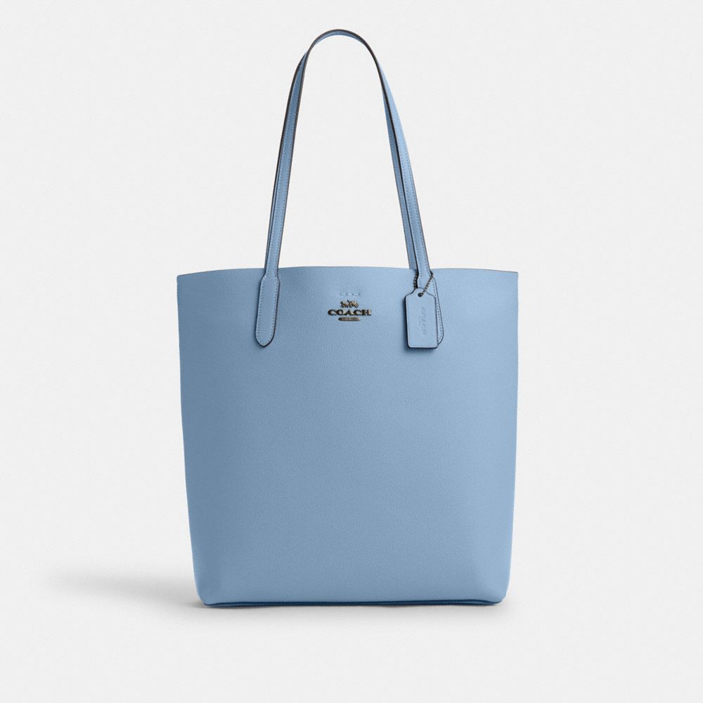 COACH®,Thea Tote Bag,Leather,Tote,Logo,Casual,Blue,Front View