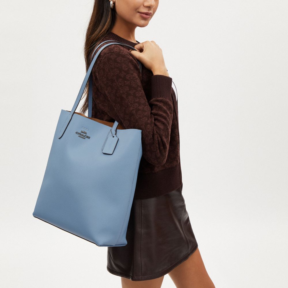 COACH®,Thea Tote Bag,Leather,Tote,Logo,Casual,Blue,Detail View