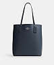 COACH®,THEA TOTE,Leather,Large,Silver/Denim,Front View