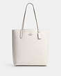 COACH®,THEA TOTE,Leather,Large,Silver/Chalk,Front View