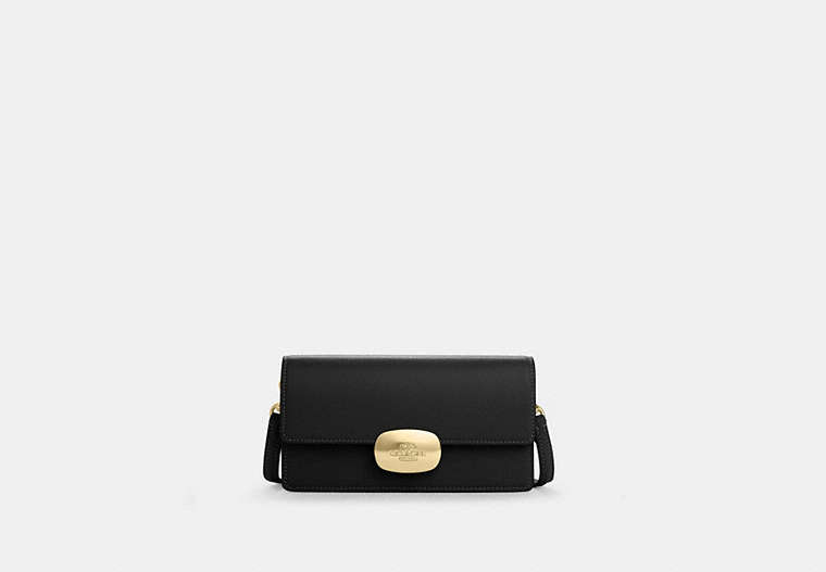 COACH®,ELIZA SMALL FLAP CROSSBODY,Leather,Mini,Gold/Black,Front View