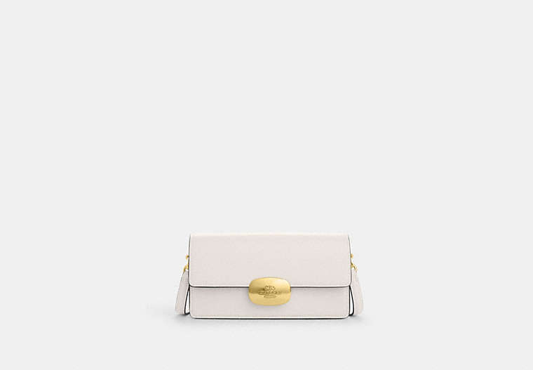 COACH®,ELIZA SMALL FLAP CROSSBODY,Leather,Mini,Gold/Chalk,Front View
