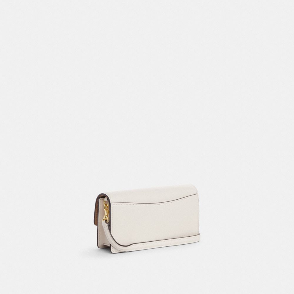 COACH®,ELIZA SMALL FLAP CROSSBODY,Smooth Leather,Mini,Gold/Chalk,Angle View