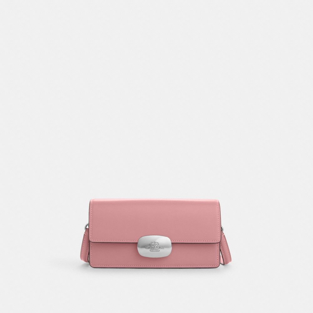 COACH®,ELIZA SMALL FLAP CROSSBODY,Smooth Leather,Mini,Silver/True Pink,Front View