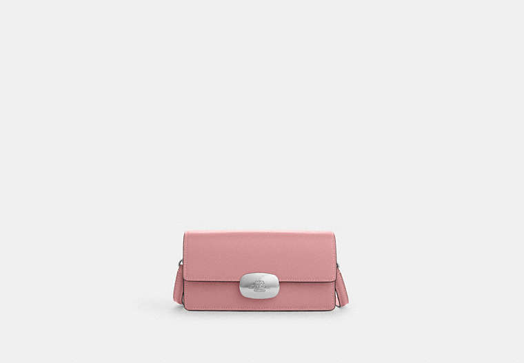 COACH®,ELIZA SMALL FLAP CROSSBODY,Leather,Mini,Silver/True Pink,Front View