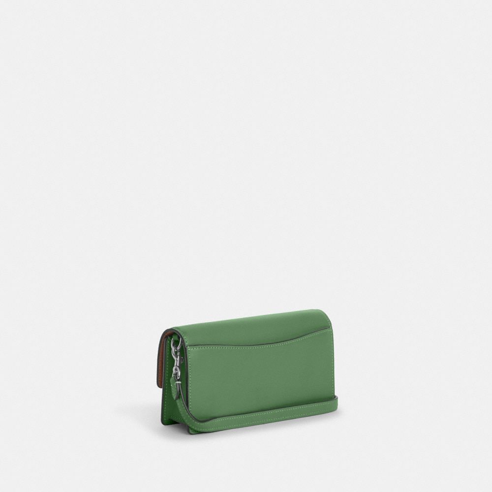 COACH®,ELIZA SMALL FLAP CROSSBODY,Smooth Leather,Mini,Silver/Soft Green,Angle View