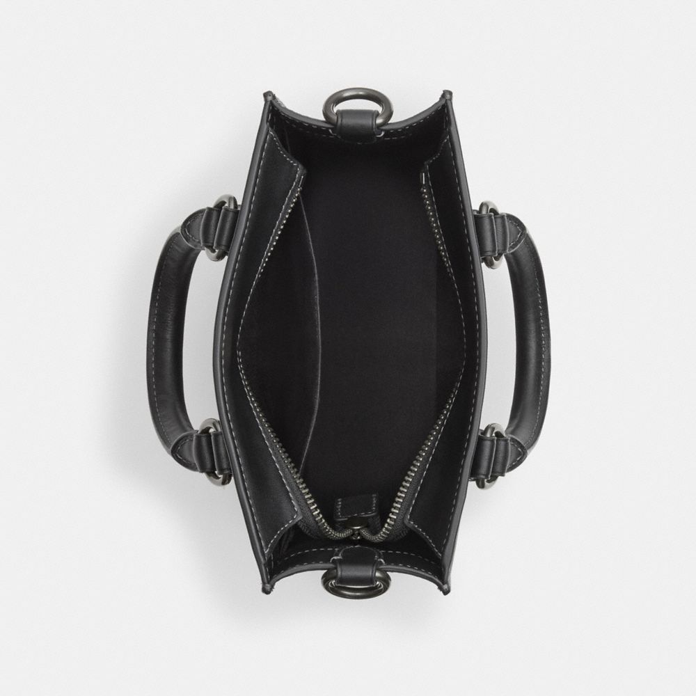 COACH®,Dylan Tote Bag In Colorblock Signature Canvas,Calfskin Leather,Canvas,Tote,Logo,Word Embellishment,Casual,Black,Inside View,Top View
