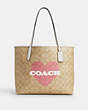 COACH®,CITY TOTE IN SIGNATURE CANVAS WITH HEART PRINT,pvc,Gold/Light Khaki Chalk Multi,Front View