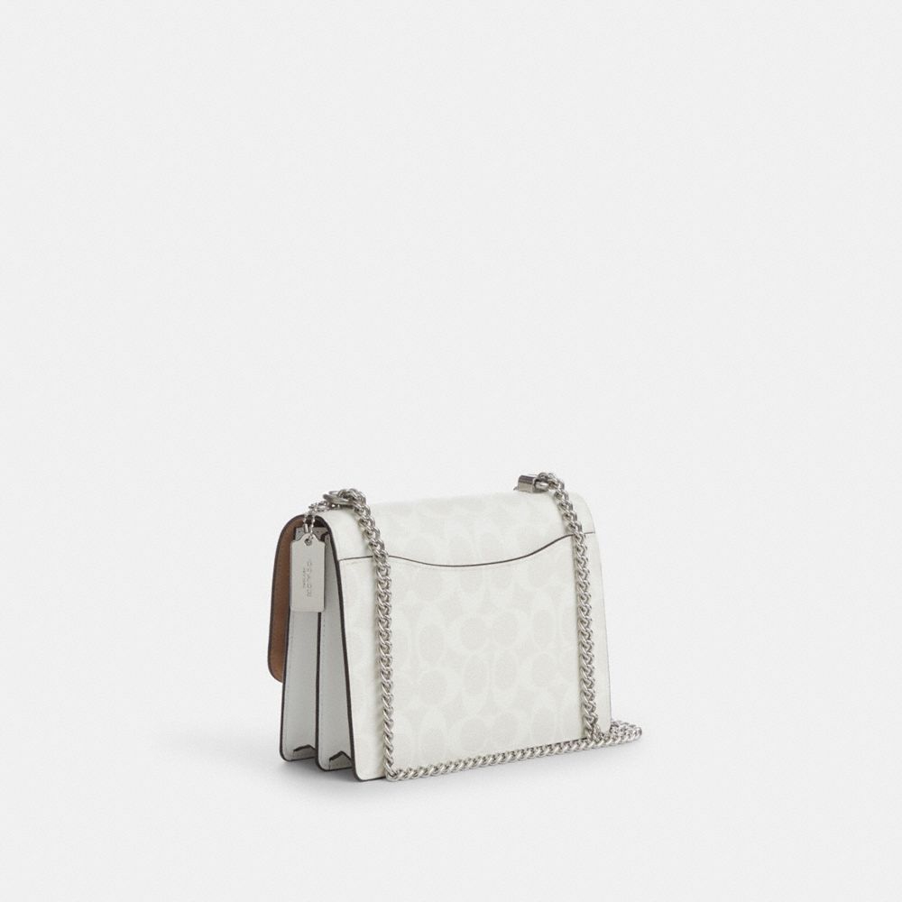 COACH®,SAC À BANDOULIÈRE KLARE EN TOILE EXCLUSIVE,pvc,Argent/Craie/Blanc Glacier,Angle View