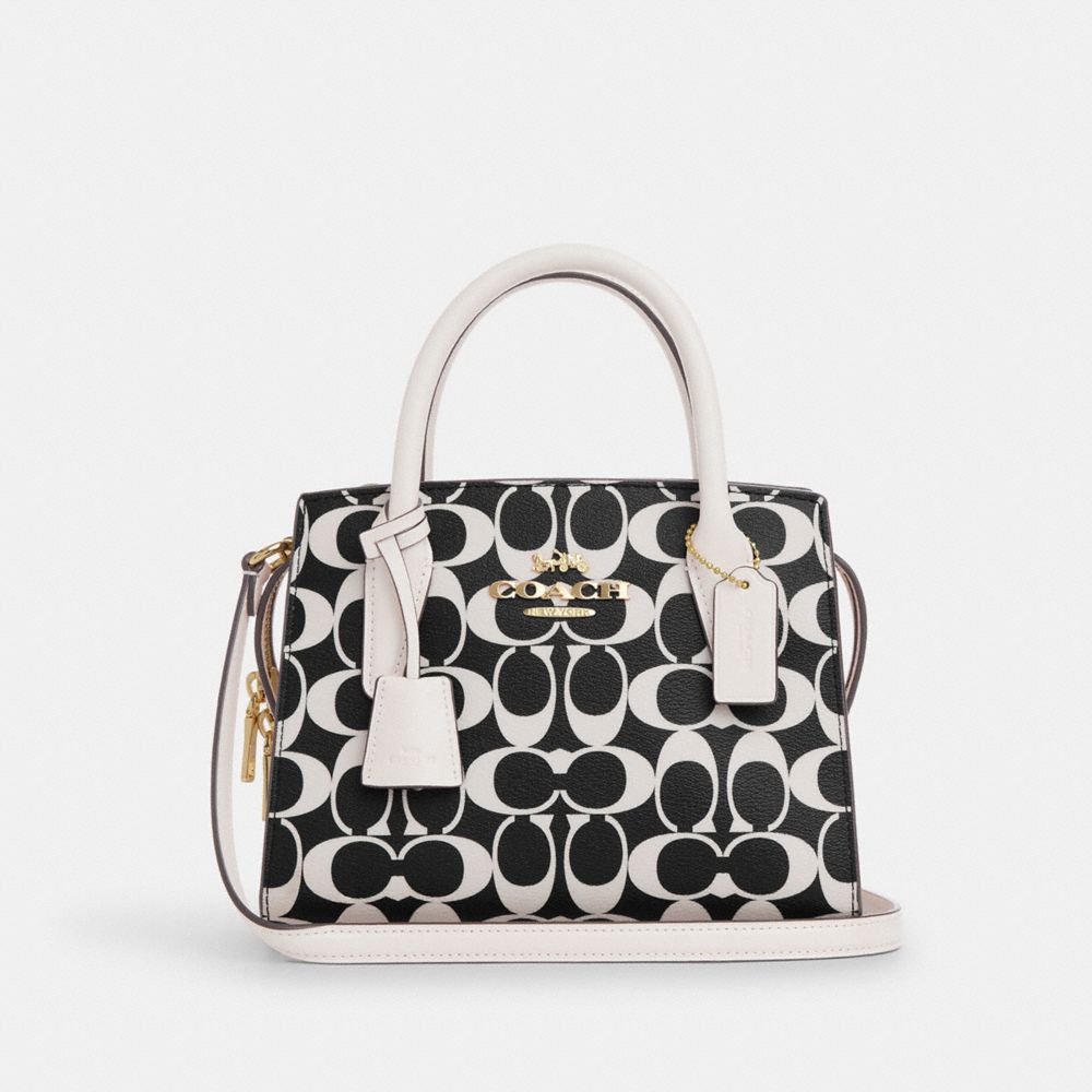 COACH®,ANDREA CARRYALL BAG IN SIGNATURE CANVAS,Signature Canvas,Medium,Gold/Black Multi,Front View