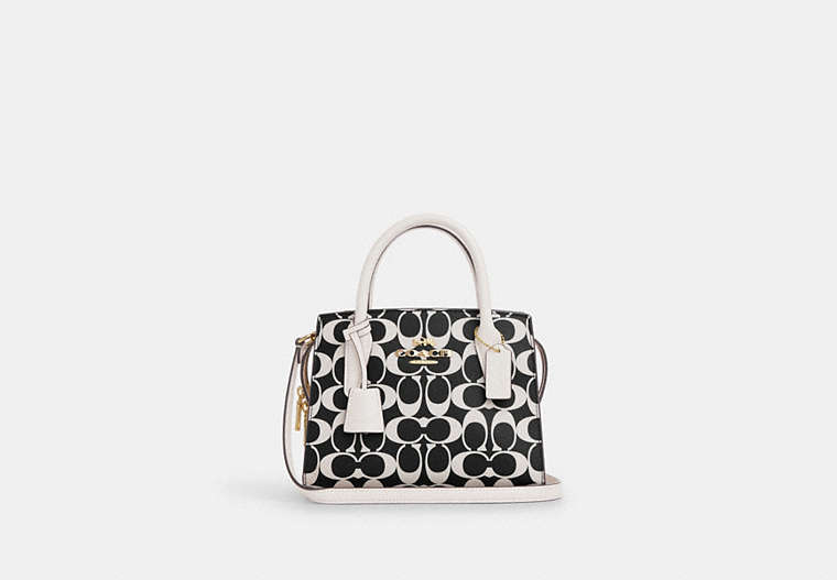 COACH®,ANDREA CARRYALL BAG IN SIGNATURE CANVAS,canvas,Medium,Gold/Black Multi,Front View