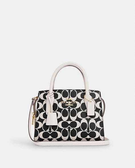 COACH®,ANDREA CARRYALL IN SIGNATURE CANVAS,canvas,Gold/Black Multi,Front View