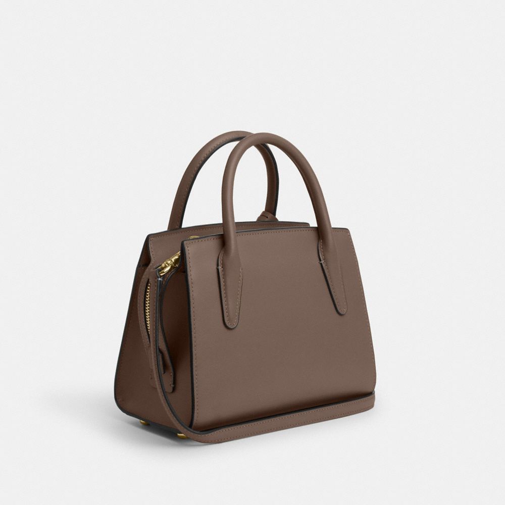 COACH®,ANDREA CARRYALL BAG,Smooth Leather,Medium,Im/Dark Stone,Angle View