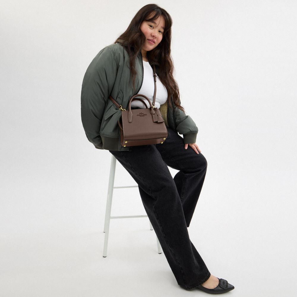 COACH®,CABAS ANDREA,Cuir lisse,Or/Pierre foncée