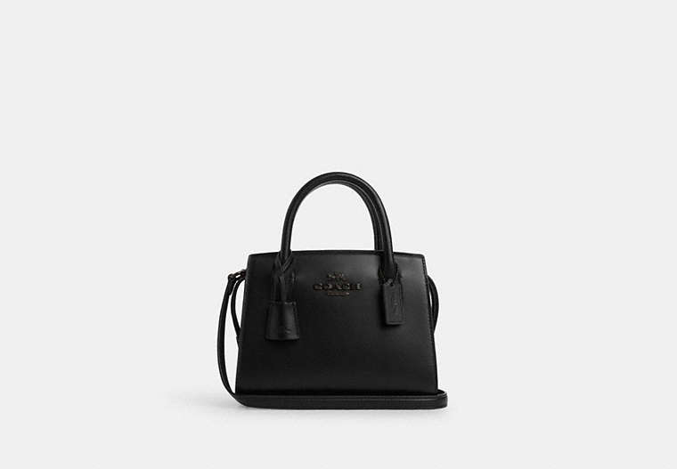 COACH®,ANDREA CARRYALL BAG,Leather,Medium,Black Copper/Black,Front View