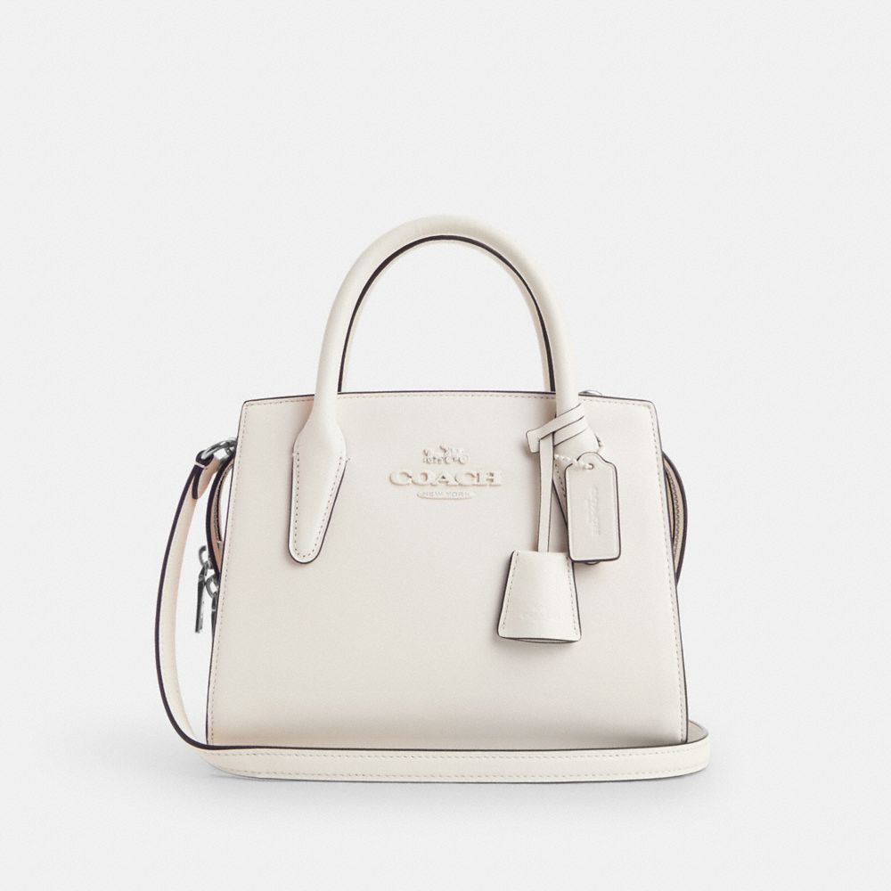 COACH®,ANDREA CARRYALL BAG,Novelty Leather,Medium,Silver/Chalk,Front View