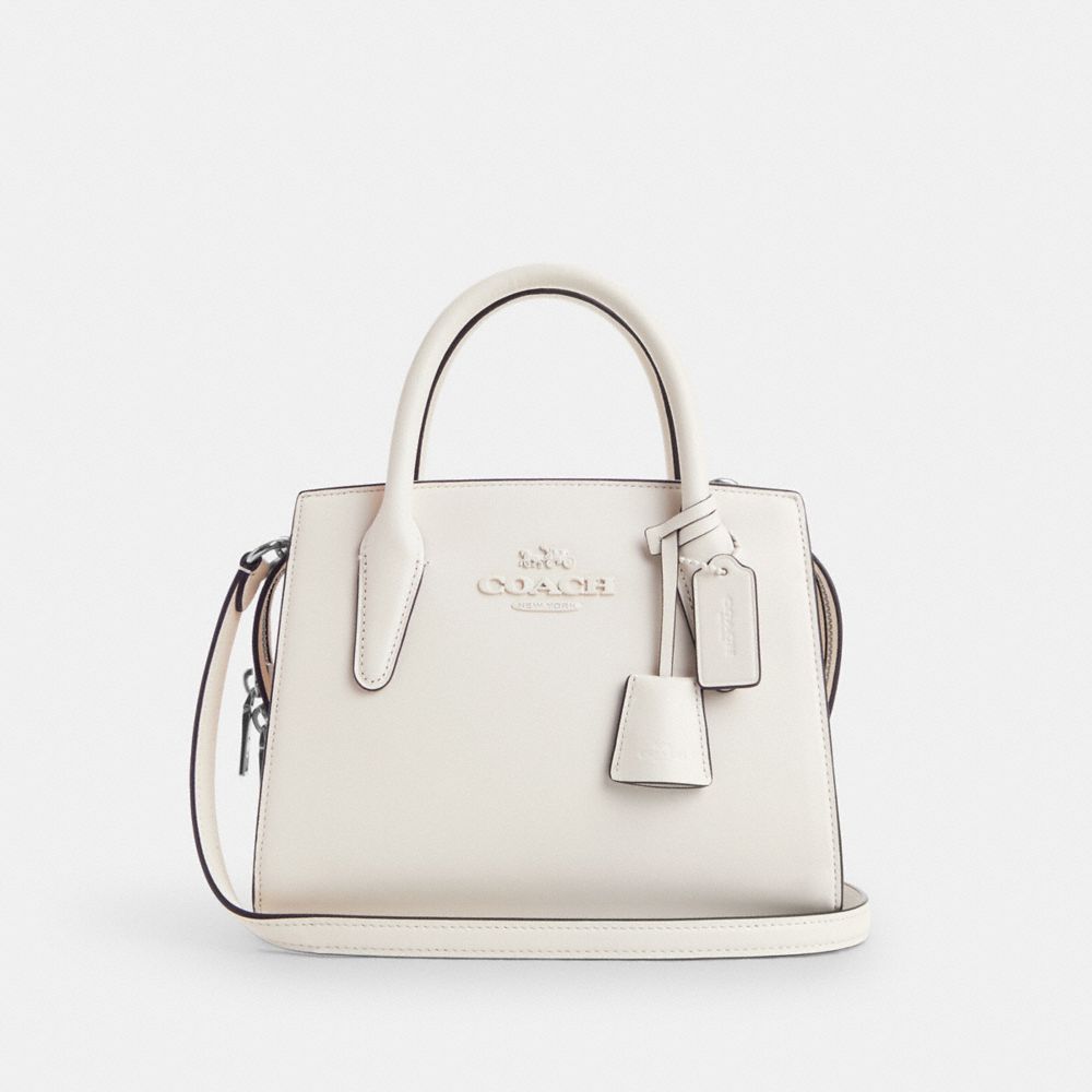 COACH®,SAC FOURRE-TOUT ANDREA,Cuir lisse,Argent/Craie,Front View