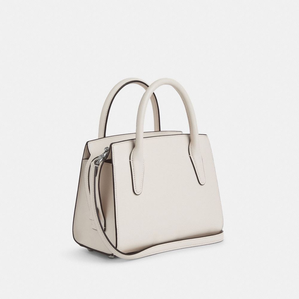 COACH®,ANDREA CARRYALL BAG,Novelty Leather,Medium,Silver/Chalk,Angle View