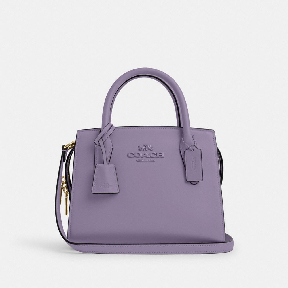 COACH®,ANDREA CARRYALL BAG,Novelty Leather,Medium,Silver/Light Violet,Front View