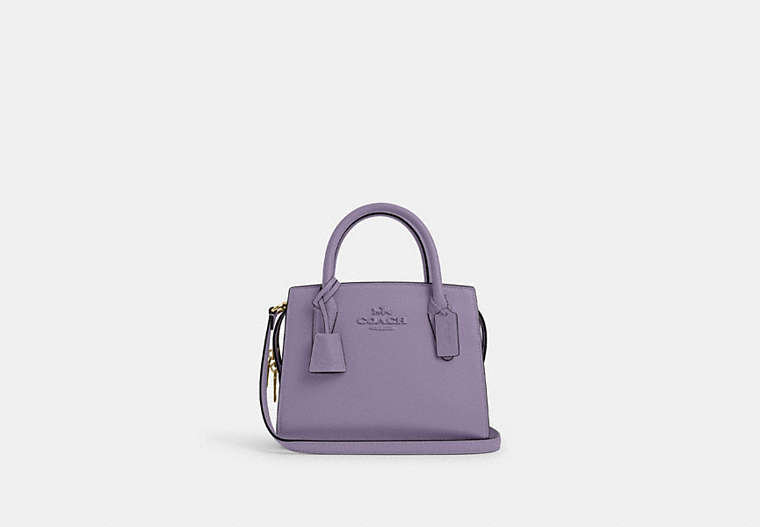 COACH®,ANDREA CARRYALL BAG,Leather,Medium,Silver/Light Violet,Front View
