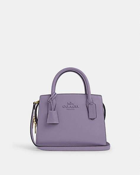 COACH®,ANDREA CARRYALL,Leather,Medium,Silver/Light Violet,Front View