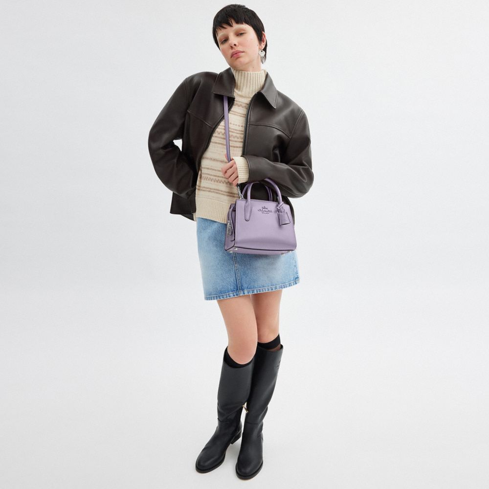 COACH®,Andrea Carryall Bag,Calfskin Leather,Tote,Logo,Key Sleeve,Silver Metal,Casual,
