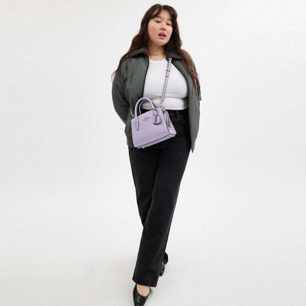 COACH®,Andrea Carryall Bag,Calfskin Leather,Tote,Logo,Key Sleeve,Silver Metal,Casual,