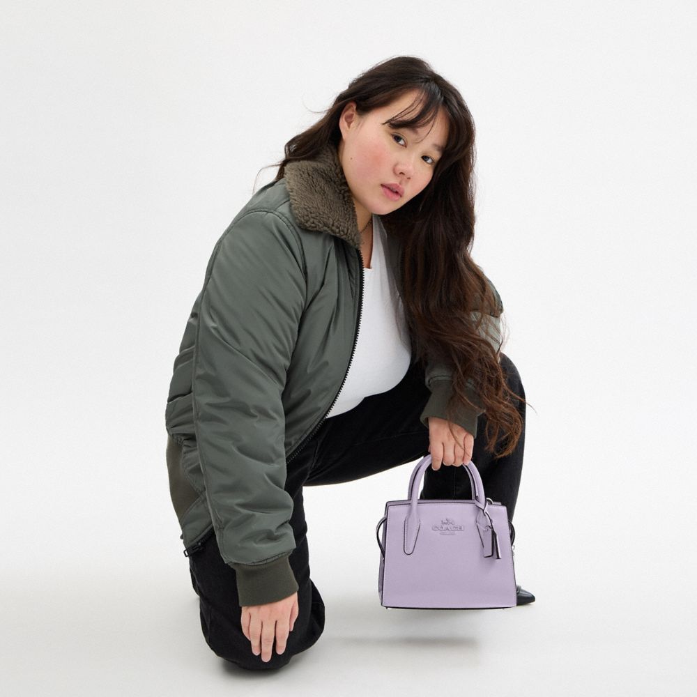 COACH®,Andrea Carryall Bag,Calfskin Leather,Tote,Logo,Key Sleeve,Silver Metal,Casual,,Detail View