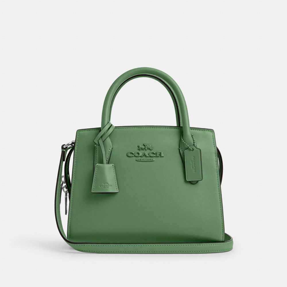 COACH®,SAC FOURRE-TOUT ANDREA,Cuir lisse,Argent/Vert doux,Front View