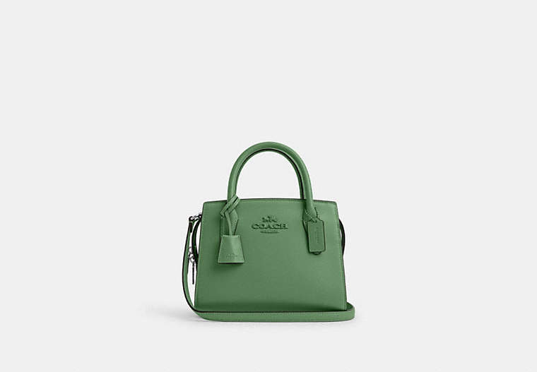 COACH®,ANDREA CARRYALL BAG,Leather,Medium,Silver/Soft Green,Front View