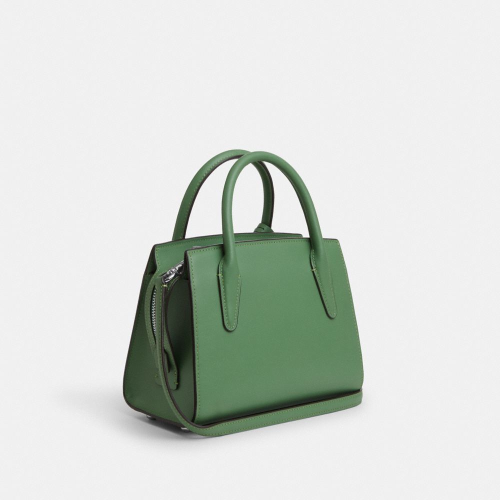 COACH®,ANDREA CARRYALL BAG,Smooth Leather,Medium,Silver/Soft Green,Angle View