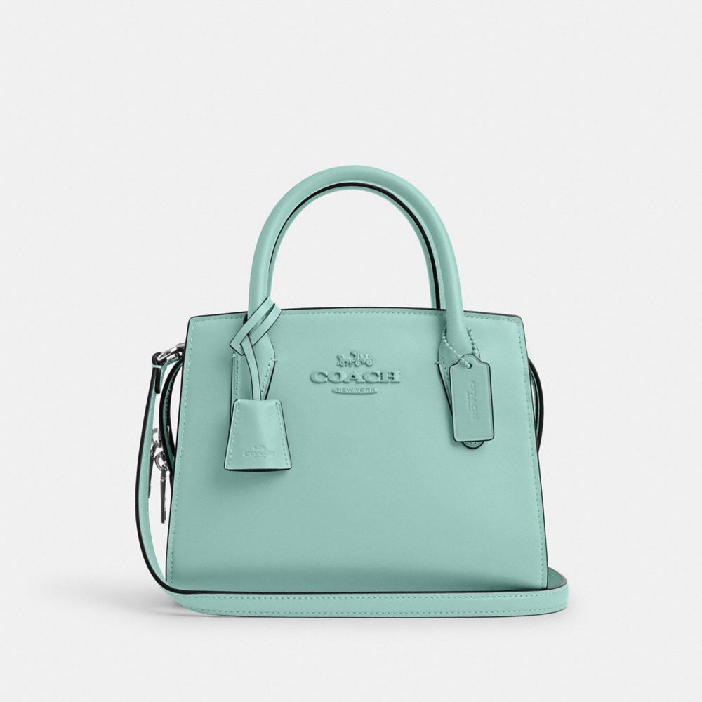 COACH®,ANDREA CARRYALL BAG,Smooth Leather,Medium,Sv/Faded Blue,Front View