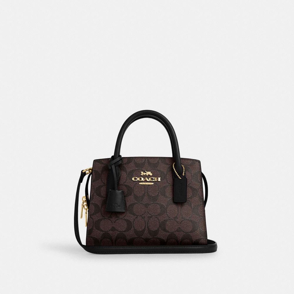 COACH®,ANDREA CARRYALL BAG IN SIGNATURE CANVAS,Signature Canvas,Medium,Gold/Brown Black,Front View