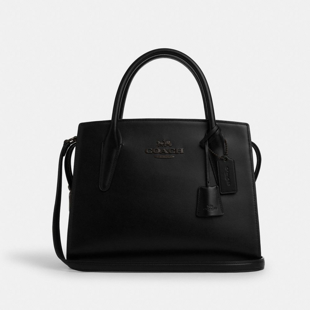 COACH®,LARGE ANDREA CARRYALL BAG,Smooth Leather,Medium,Black Copper/Black,Front View