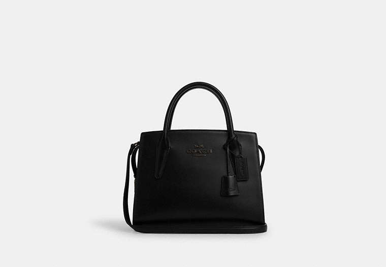 COACH®,LARGE ANDREA CARRYALL,Leather,Medium,Black Copper/Black,Front View