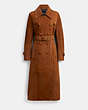 COACH®,HERITAGE C SUEDE TRENCH COAT,Suede,Saddle,Front View