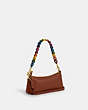 COACH®,CHARLOTTE SHOULDER BAG,Leather,Small,Gold/Redwood Multi,Angle View
